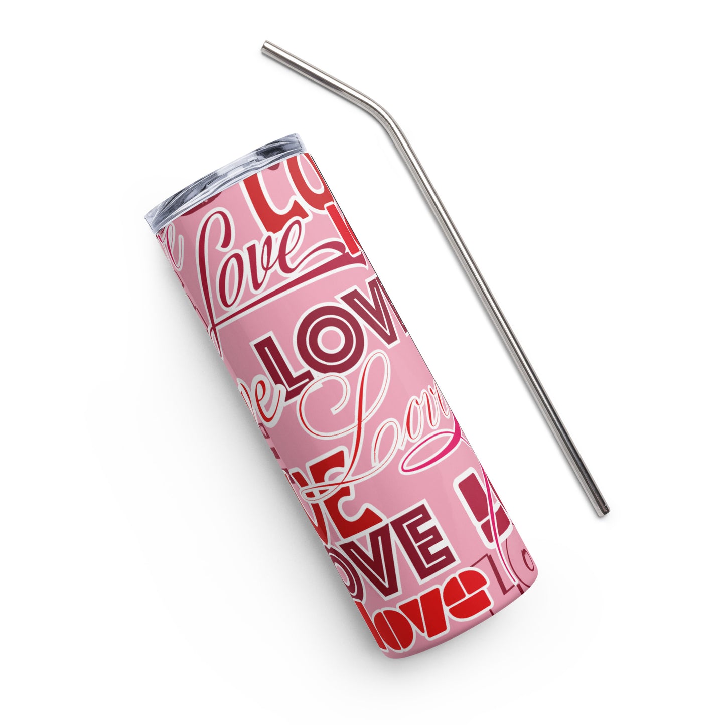 Love (pink background) Stainless steel tumbler