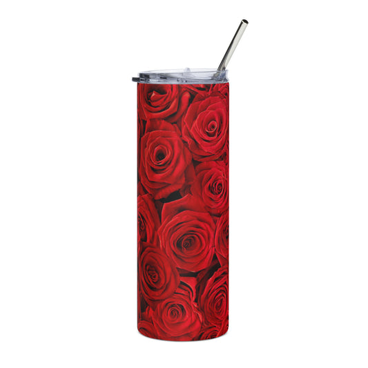 Red Rose Covered Stainless steel tumbler