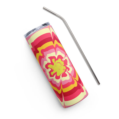 Psychedelic Pink & Yellow Stainless steel tumbler