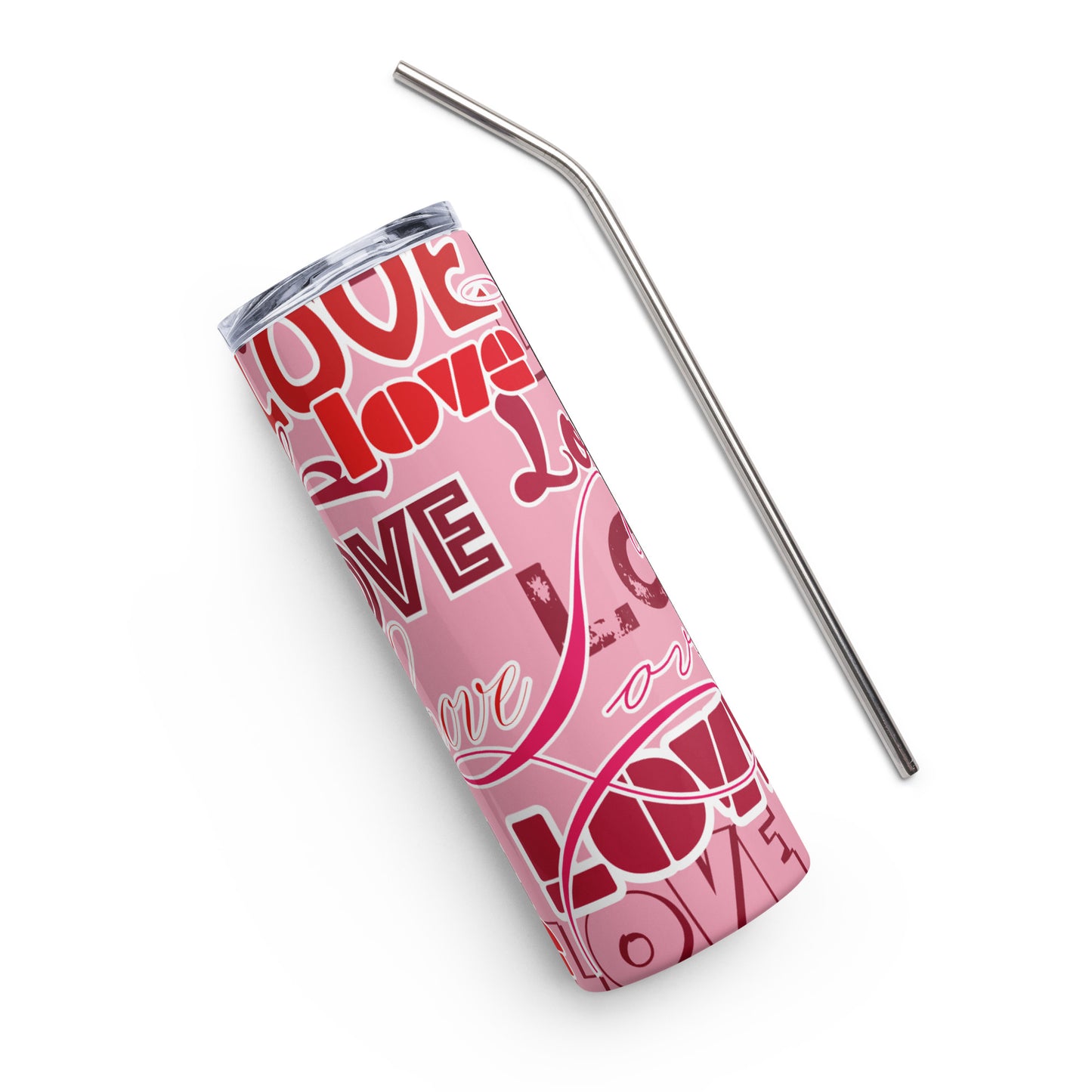 Love (pink background) Stainless steel tumbler