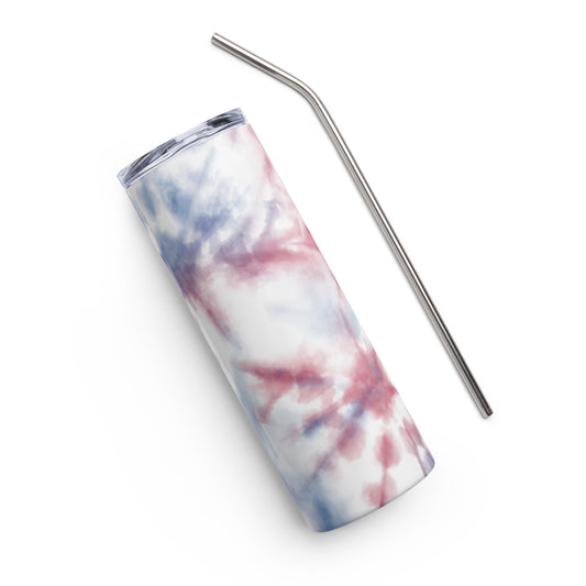 Red, White, and Blue Tie-Dye Stainless steel tumbler
