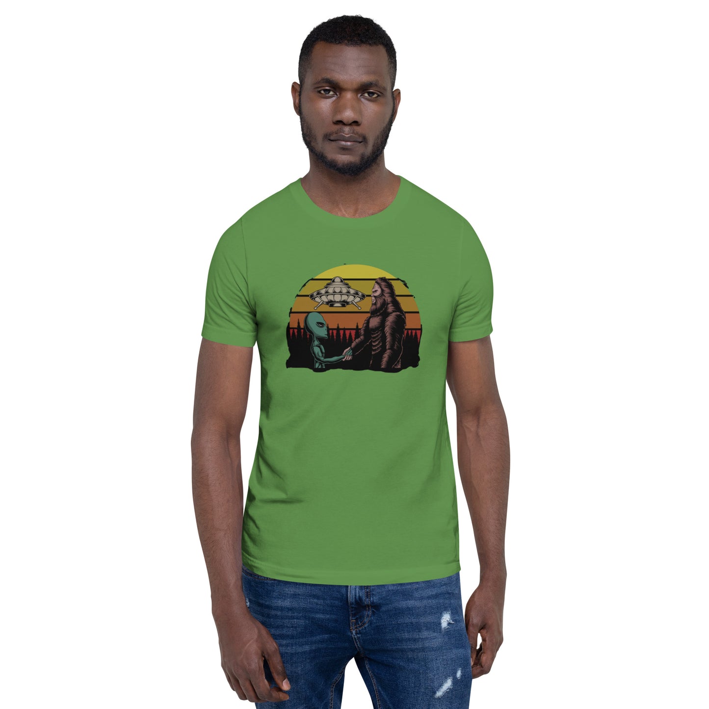 Alien meets Bigfoot Unisex t-shirt