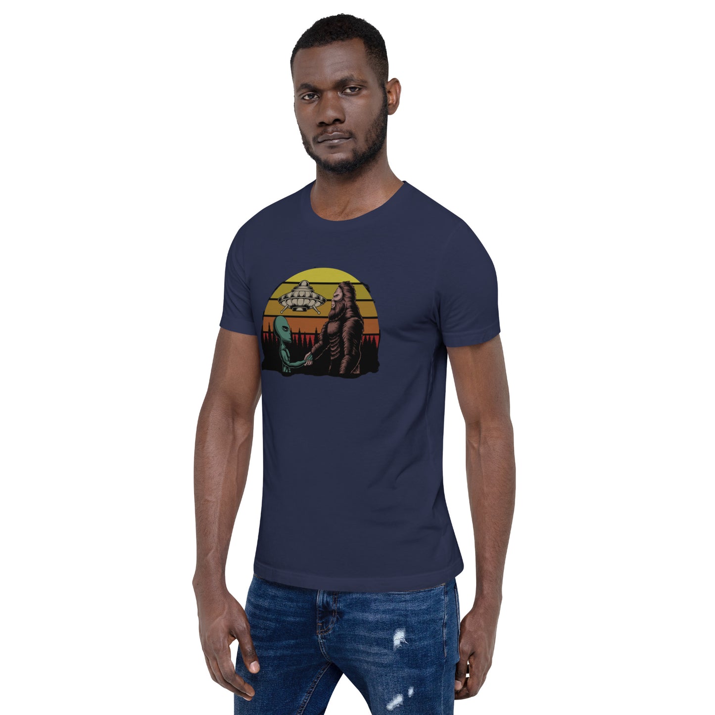 Alien meets Bigfoot Unisex t-shirt