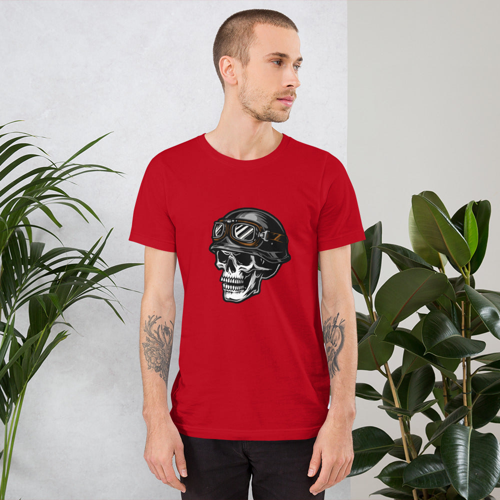 Skull with Helmet & Goggles Unisex t-shirt