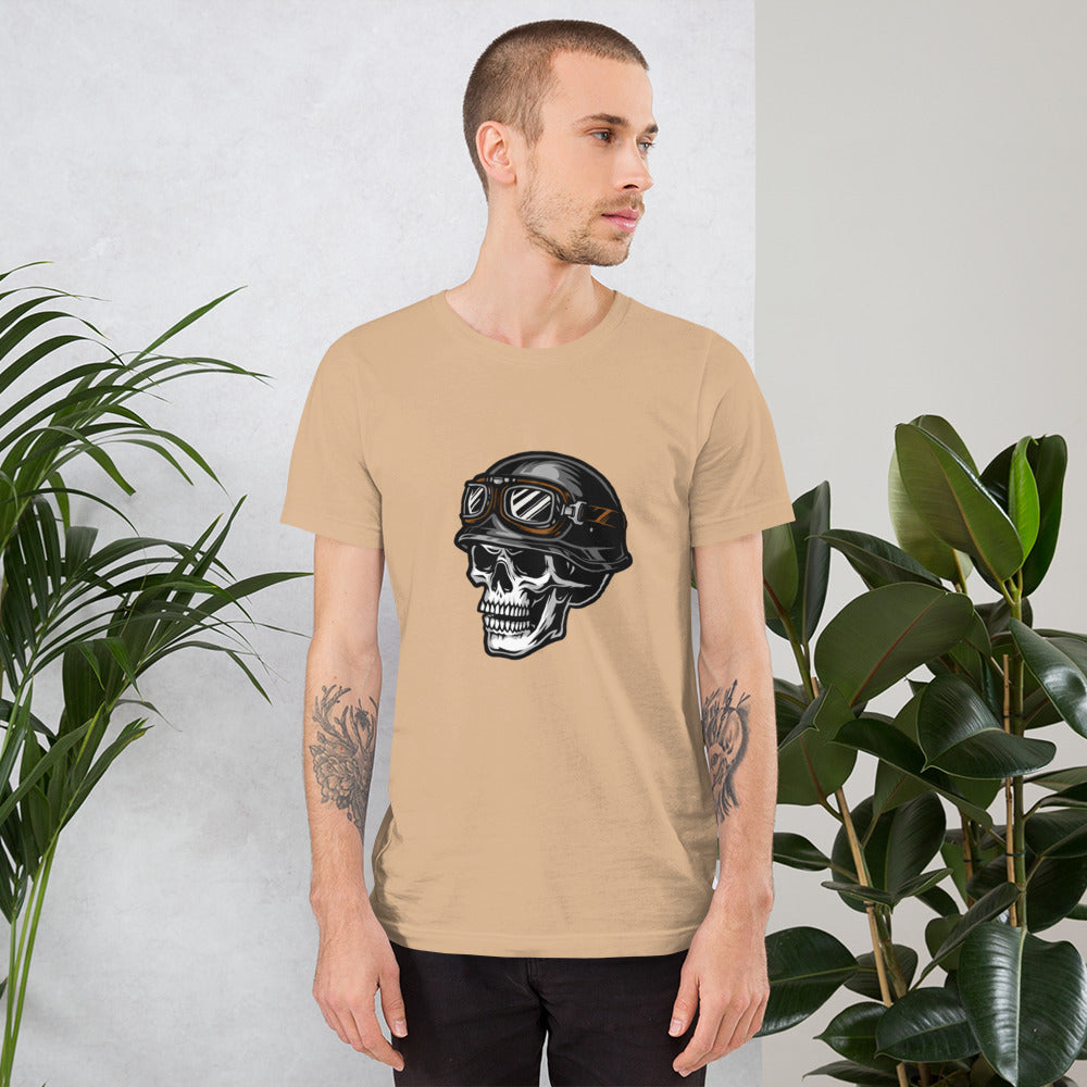 Skull with Helmet & Goggles Unisex t-shirt