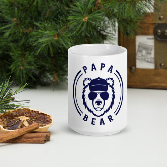 Papa Bear White glossy mug