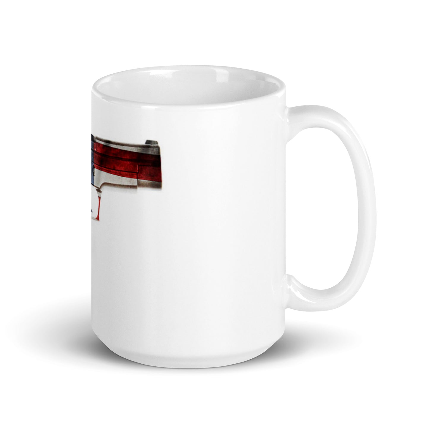 Red, White, and Blue Pistol White glossy mug