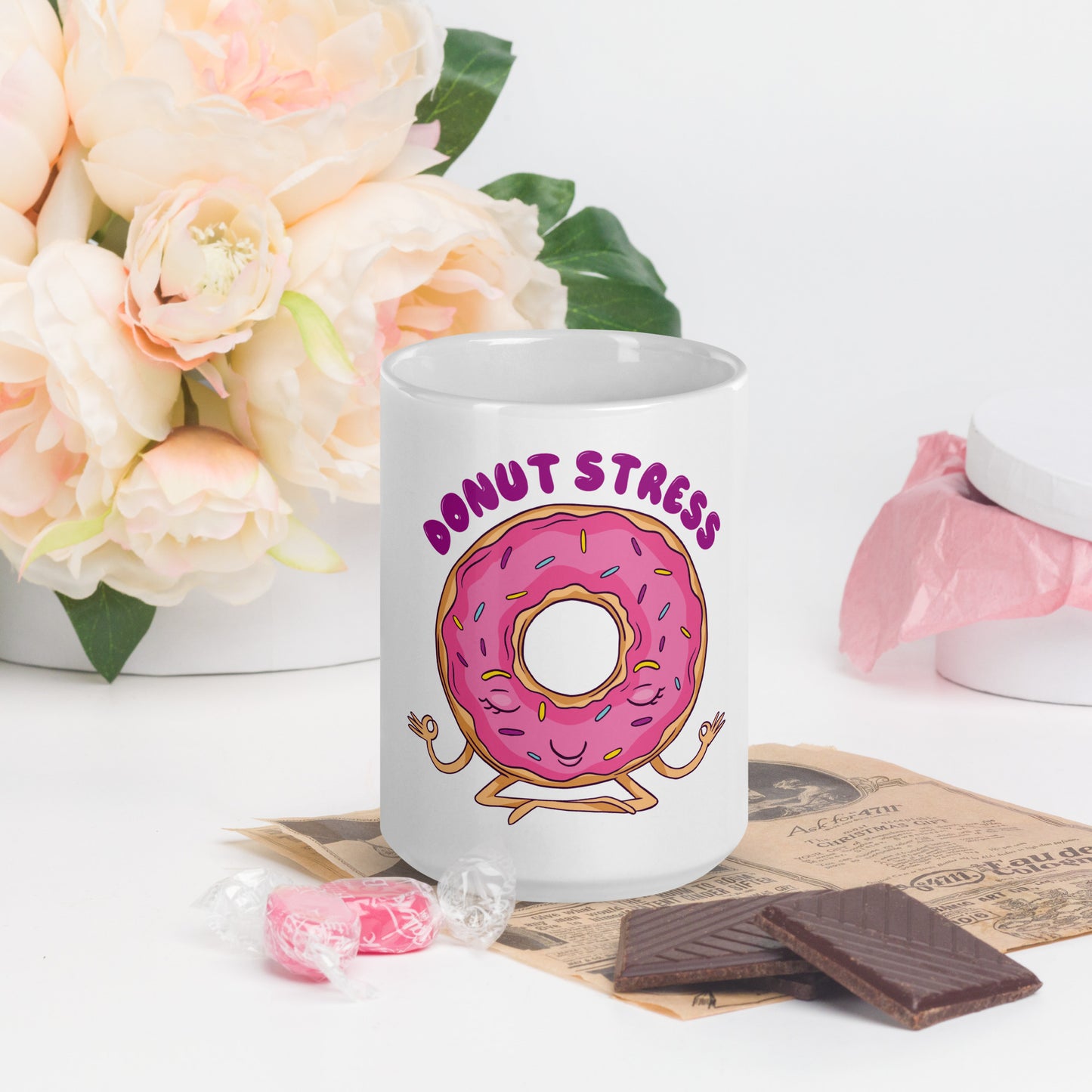 Donut Stress White glossy mug