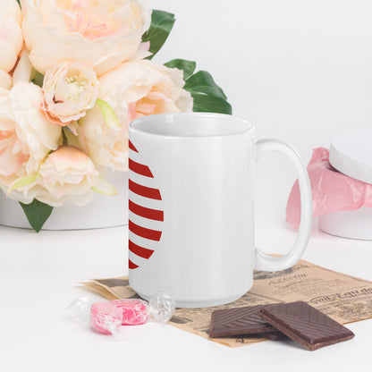 Round American Flag White glossy mug