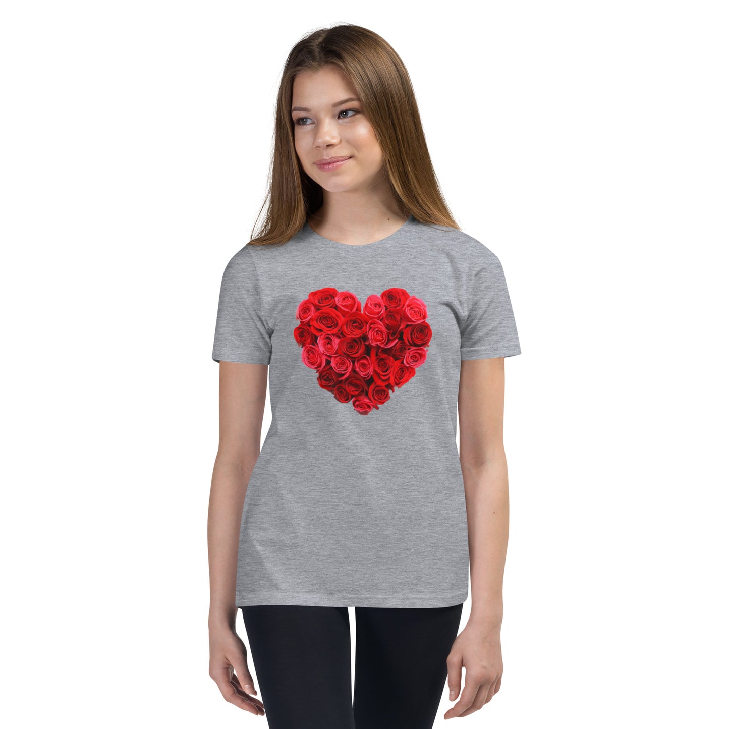 Red Rose Heart Youth Short Sleeve T-Shirt