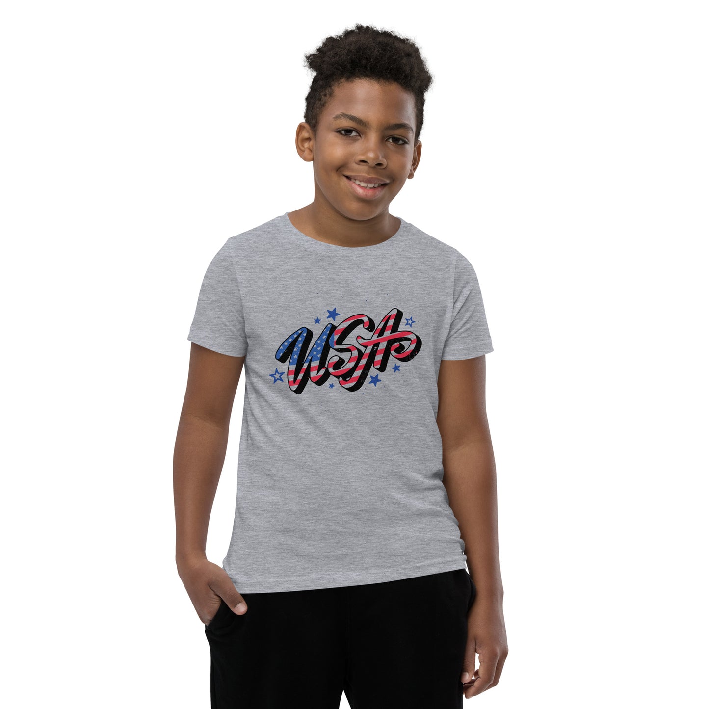 U.S.A. (Flag Print) Youth Short Sleeve T-Shirt
