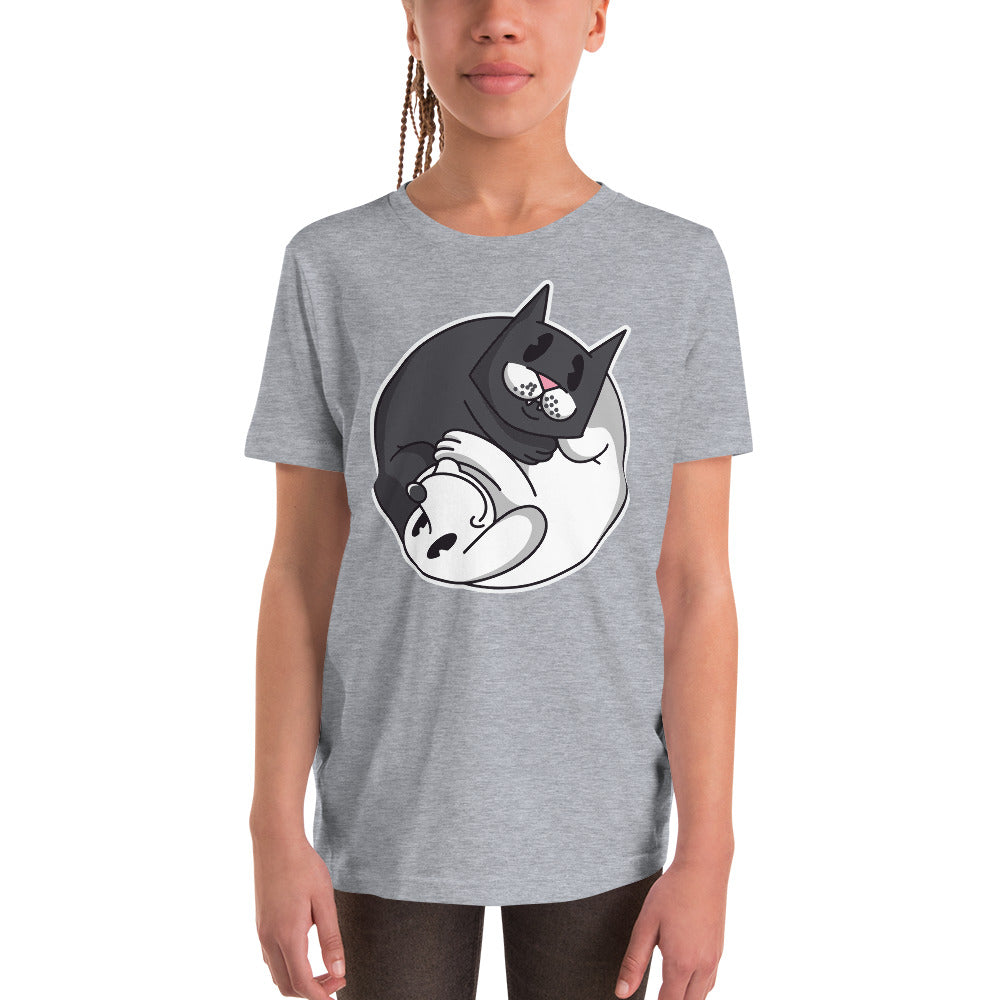 Cat & Dog Yin Yang Youth Short Sleeve T-Shirt