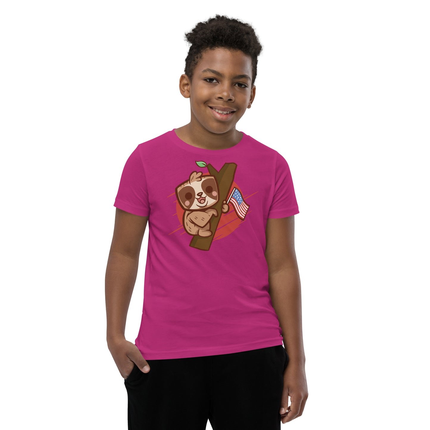 Bear Cub & Flag Youth Short Sleeve T-Shirt