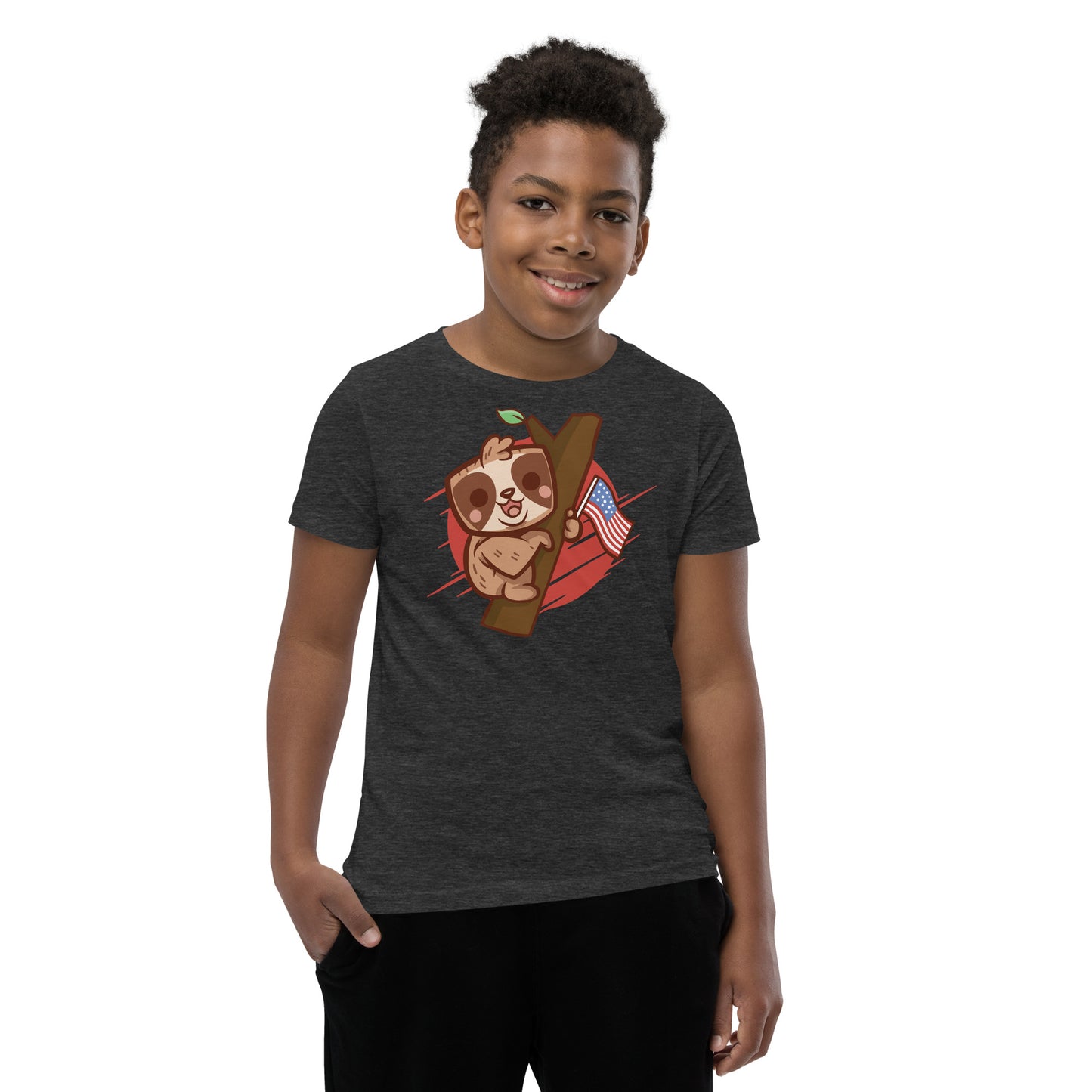 Bear Cub & Flag Youth Short Sleeve T-Shirt