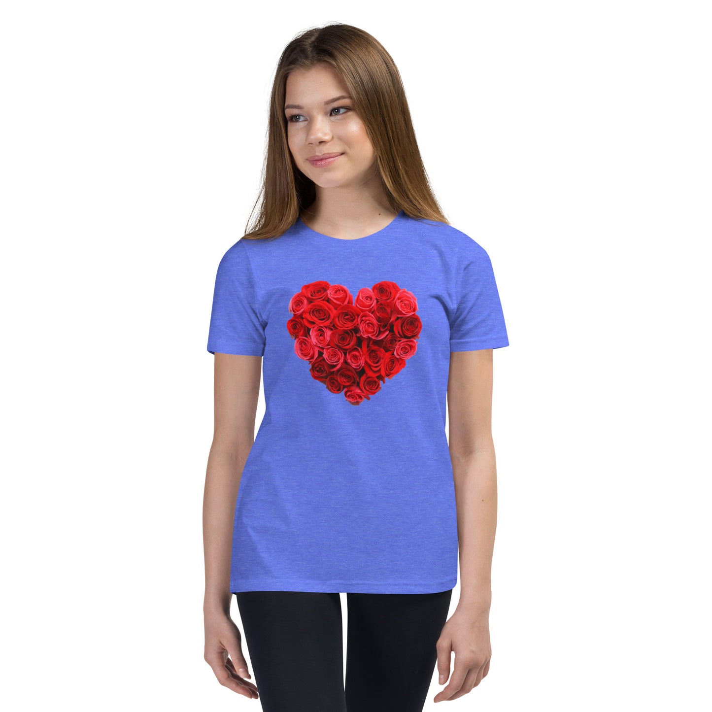 Red Rose Heart Youth Short Sleeve T-Shirt