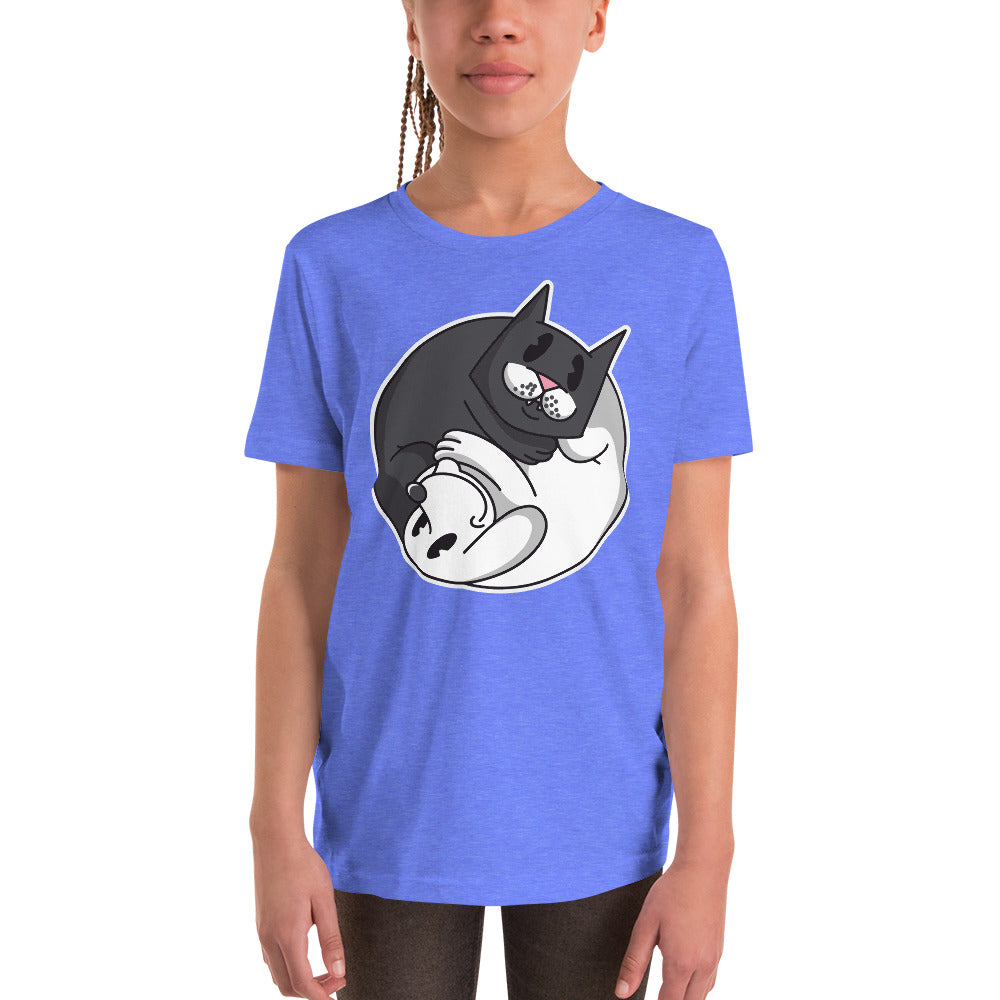 Cat & Dog Yin Yang Youth Short Sleeve T-Shirt