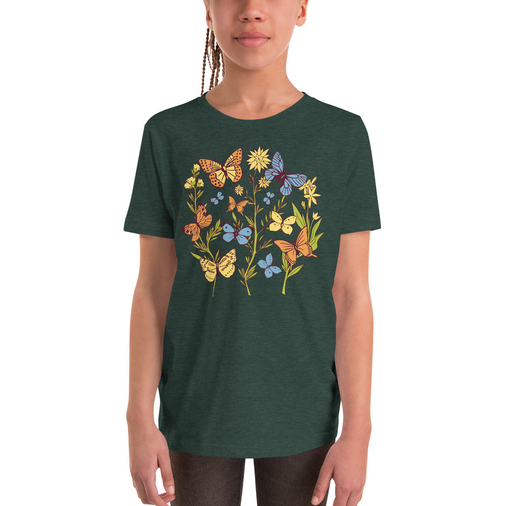 Butterfly Flowers Youth Short Sleeve T-Shirt
