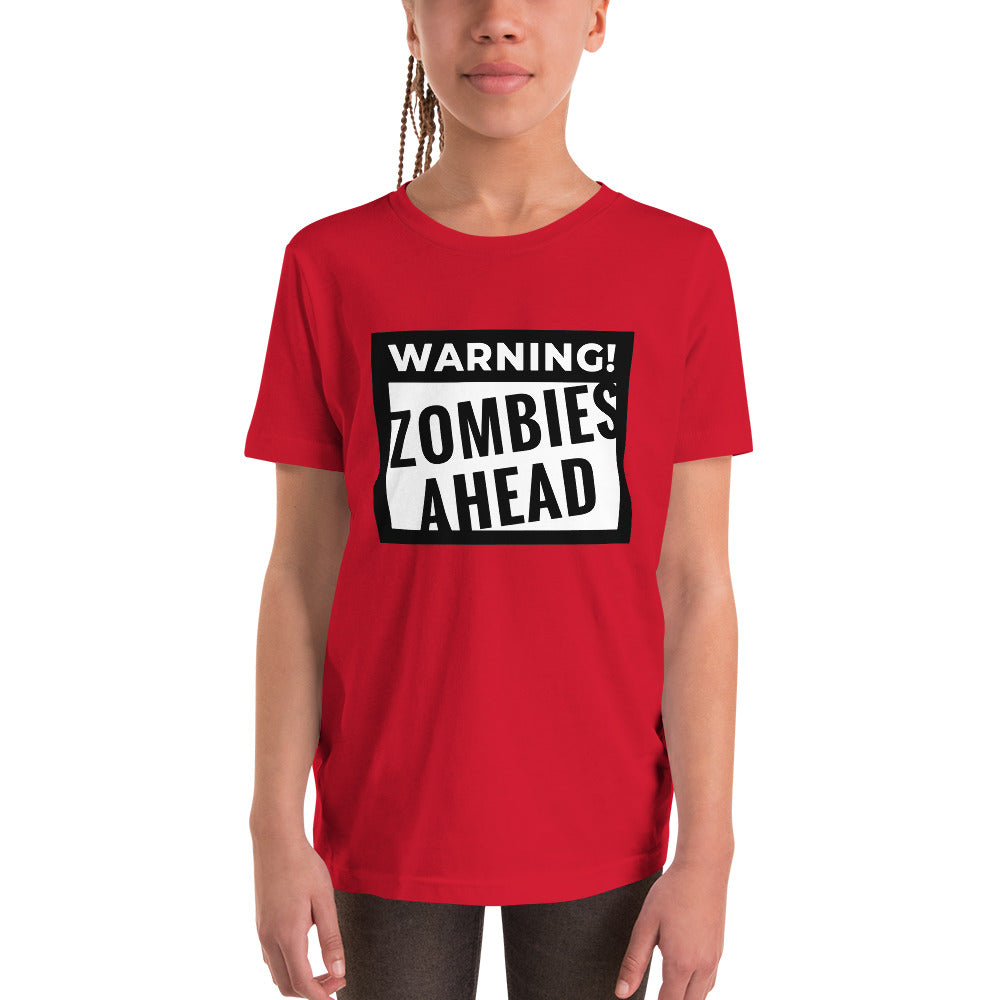 Warning! Zombies Ahead Youth Short Sleeve T-Shirt