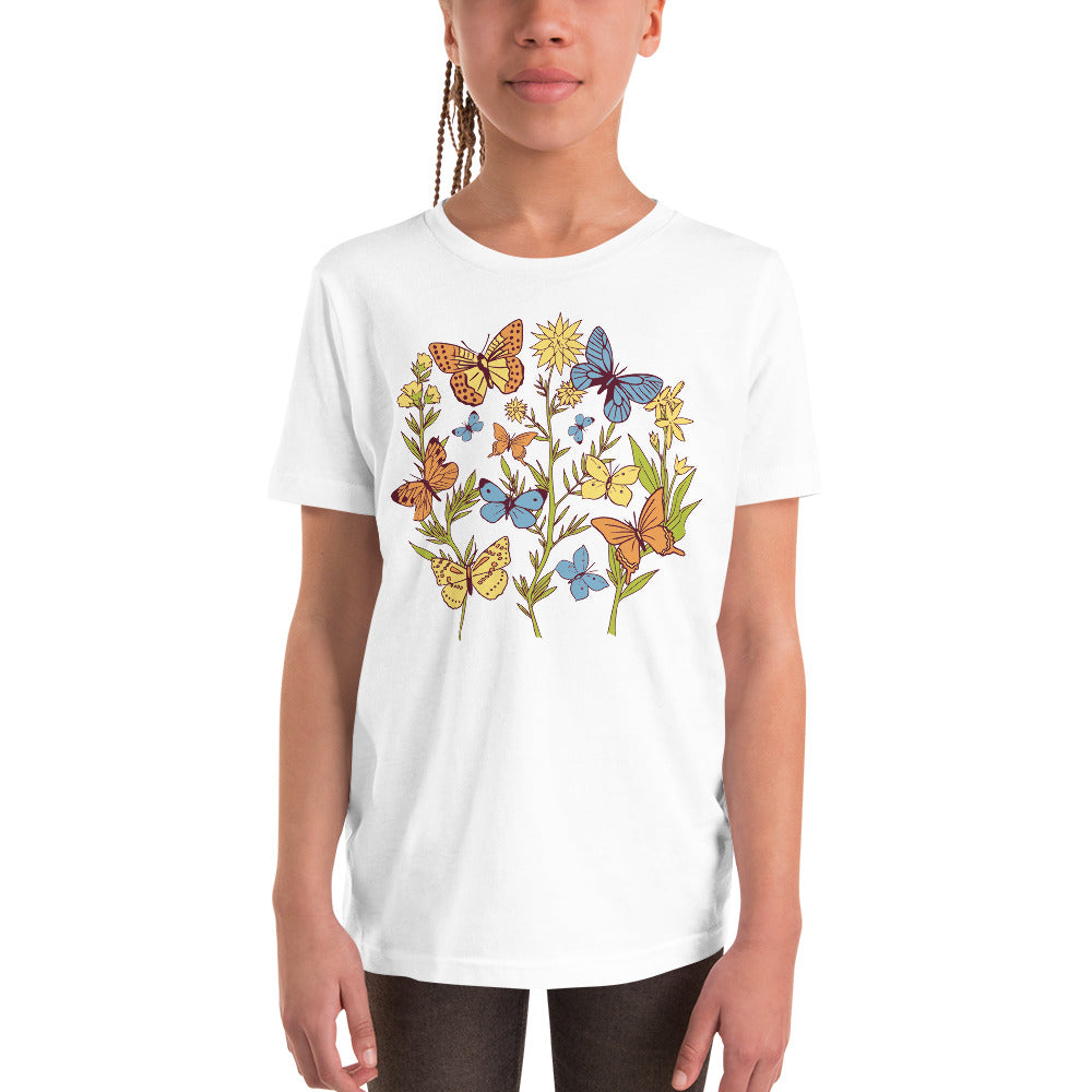 Butterfly Flowers Youth Short Sleeve T-Shirt